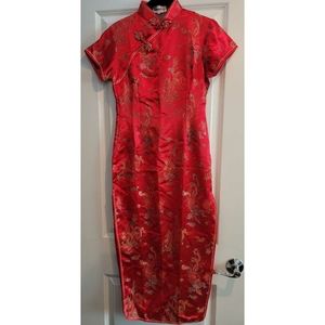 Formal Red Vintage Chinese Dragon Dress